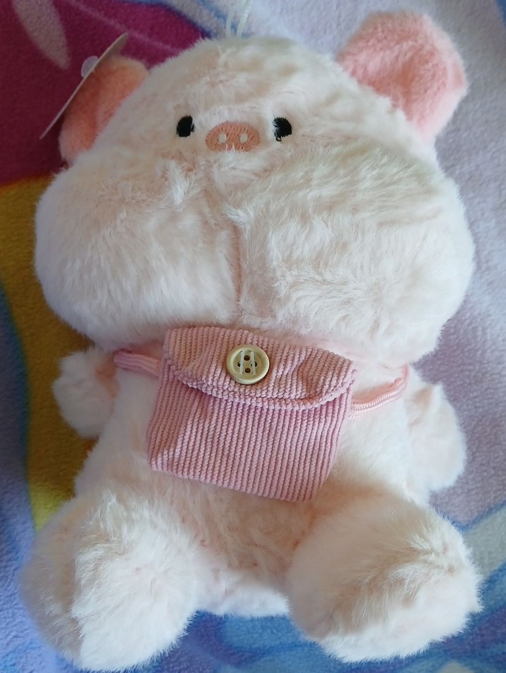 Plush Pink Piglet Small Pet Toy with Corduroy Pocket